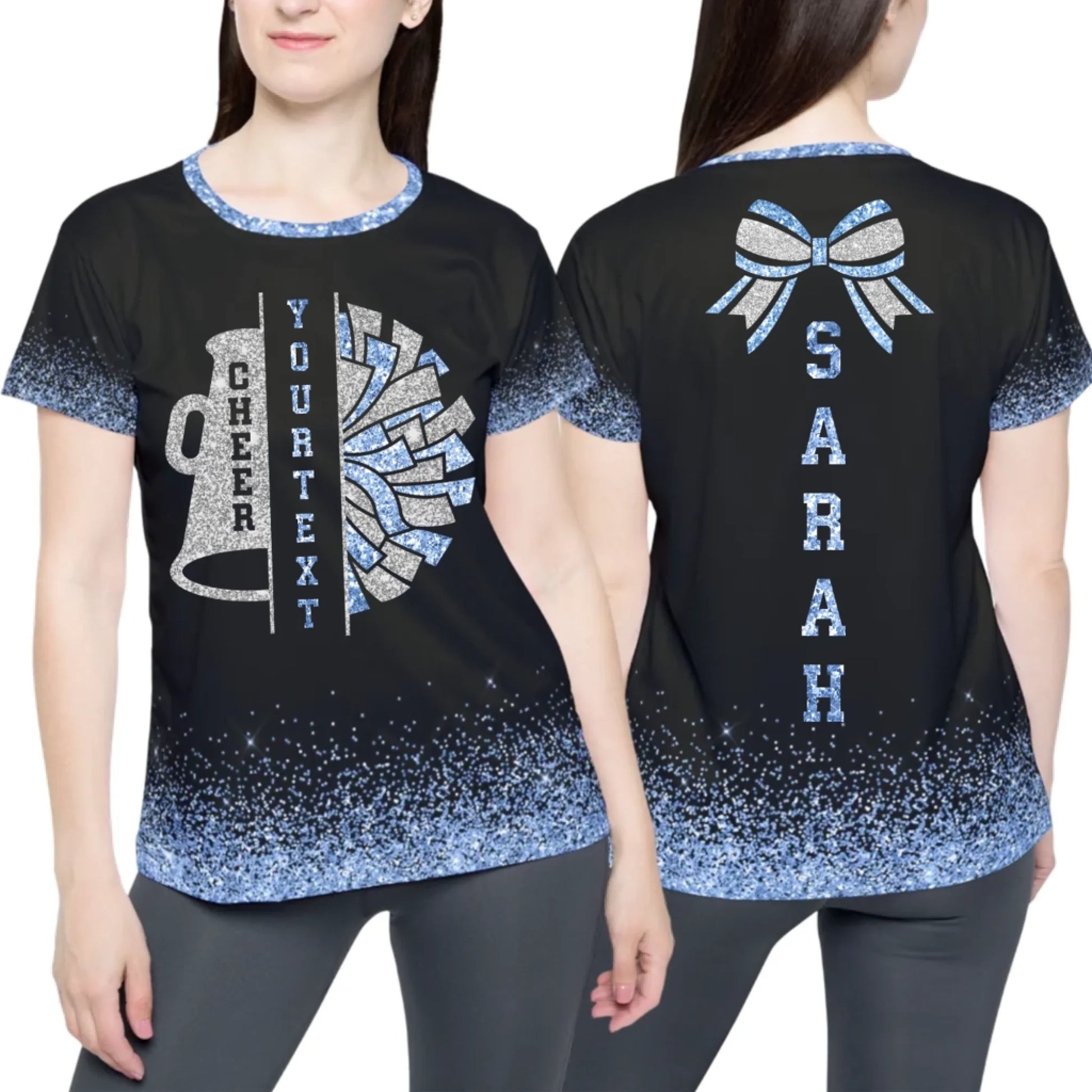 Personalized Glitter Cheer Team T-Shirt - Custom Cheerleading Shirt with Name & Colors-3