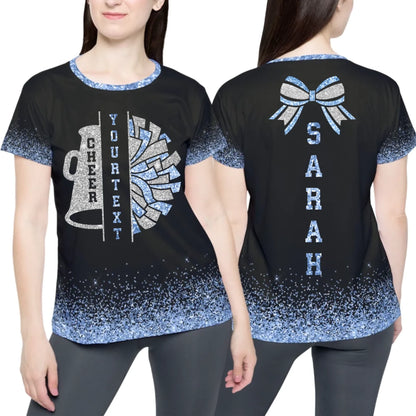 Personalized Glitter Cheer Team T-Shirt - Custom Cheerleading Shirt with Name & Colors-3