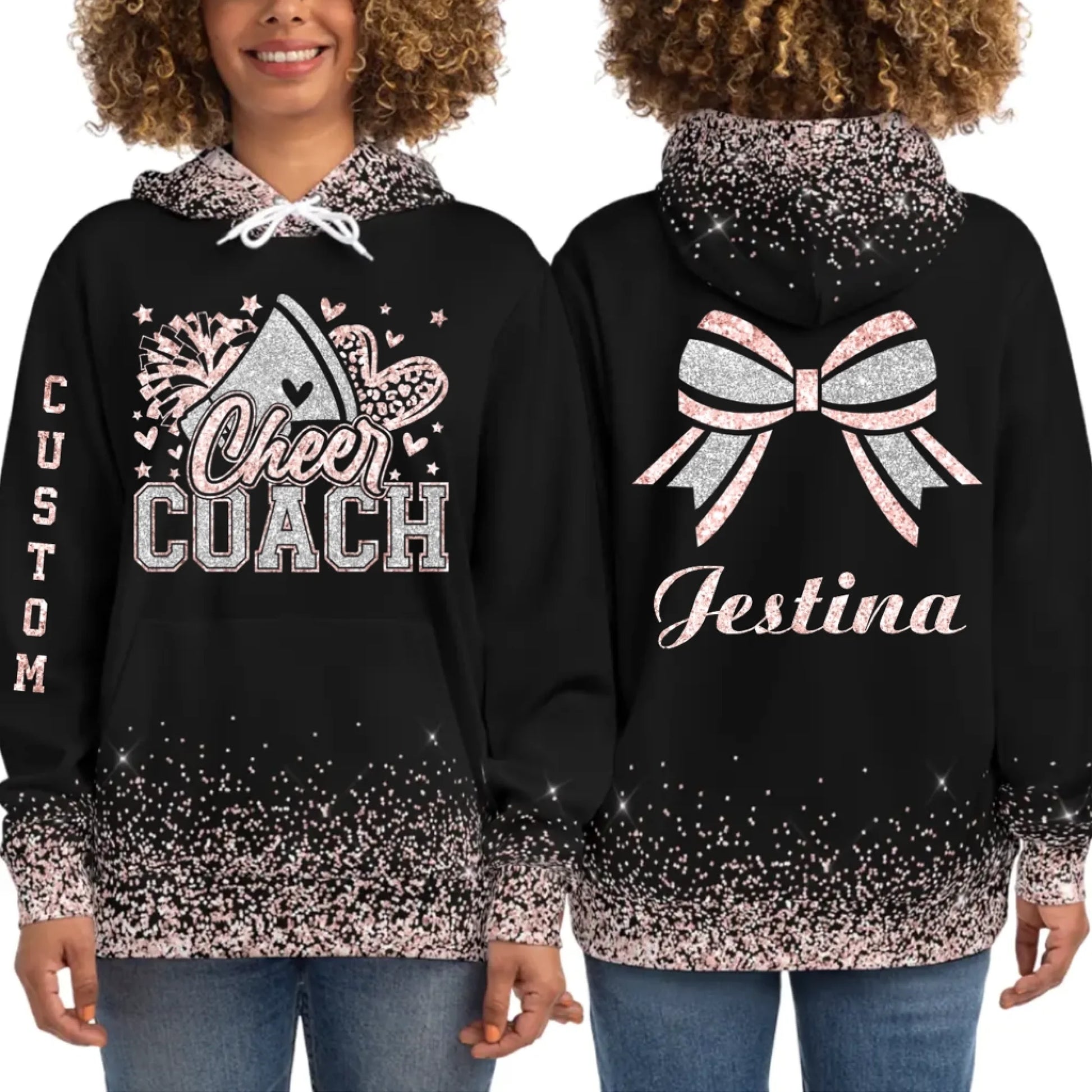 Personalized Glitter Cheer Coach Hoodie – Custom Cheer Coach Hoodie with Name & Colors-5