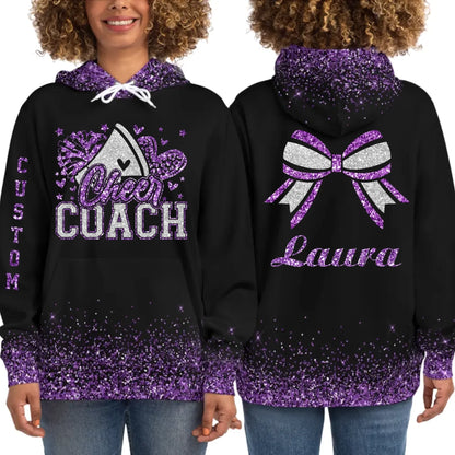 Personalized Glitter Cheer Coach Hoodie – Custom Cheer Coach Hoodie with Name & Colors
