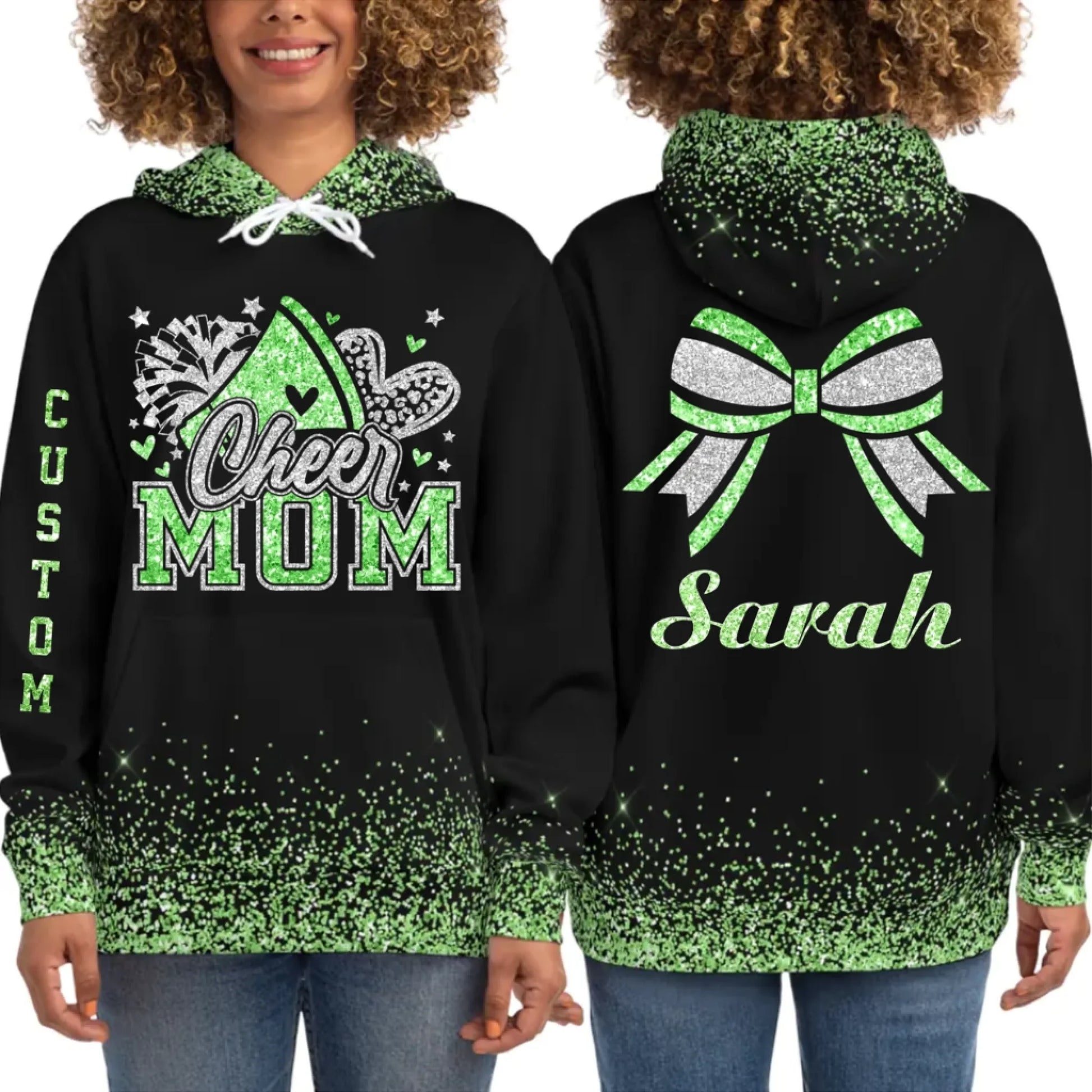Custom Glitter Cheer Mom Hoodie – Custom Cheer Mom Hoodie with Name & Colors-3
