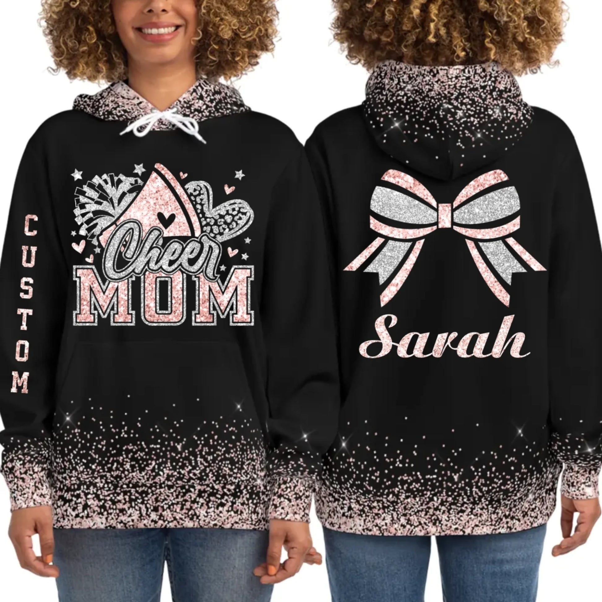 Custom Glitter Cheer Mom Hoodie – Custom Cheer Mom Hoodie with Name & Colors-2
