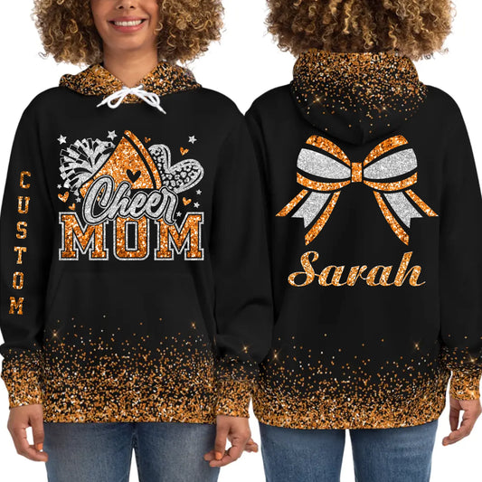 Custom Glitter Cheer Mom Hoodie – Custom Cheer Mom Hoodie with Name & Colors