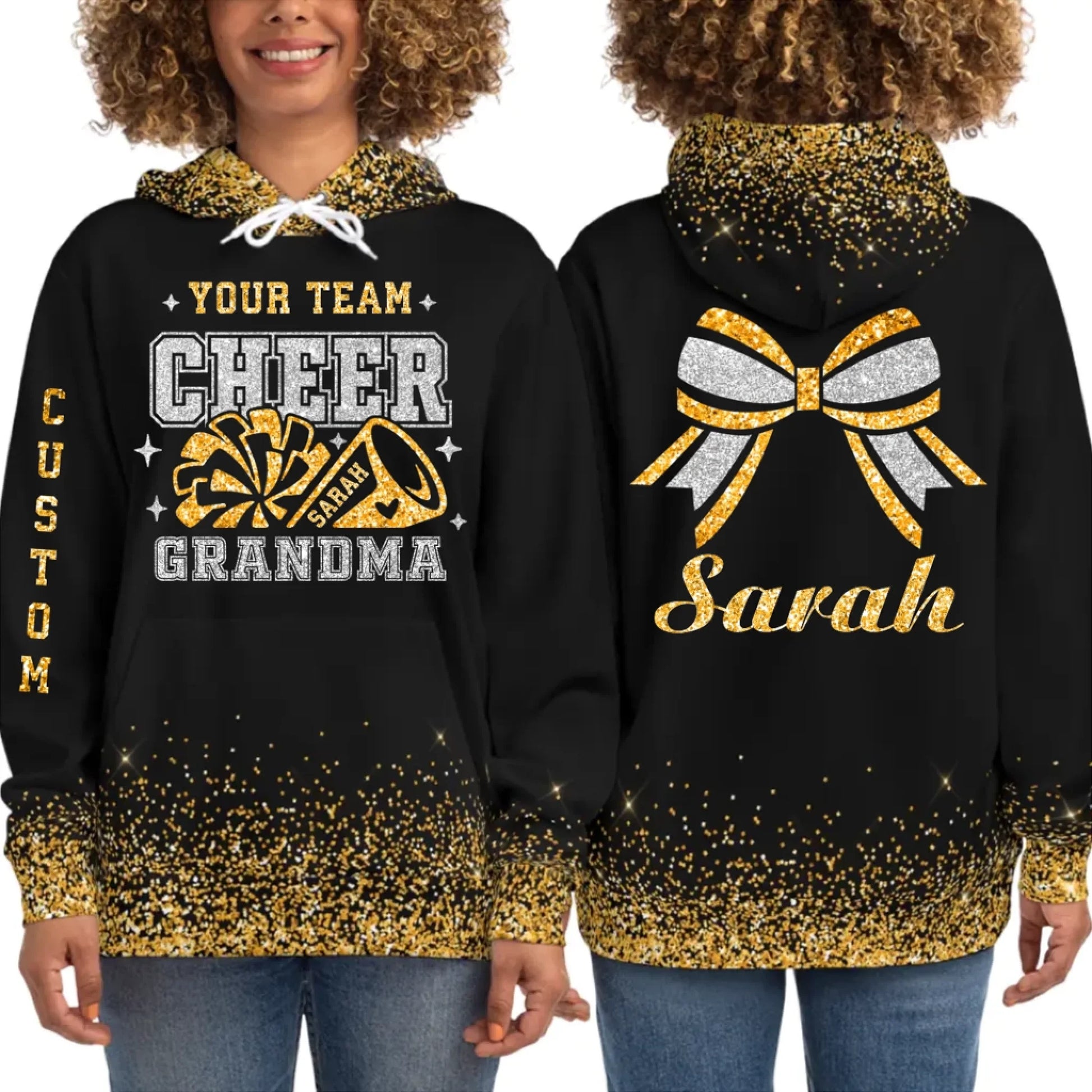 Personalized Glitter Cheer Mom Hoodie - Customize With Your Team & Colors-5