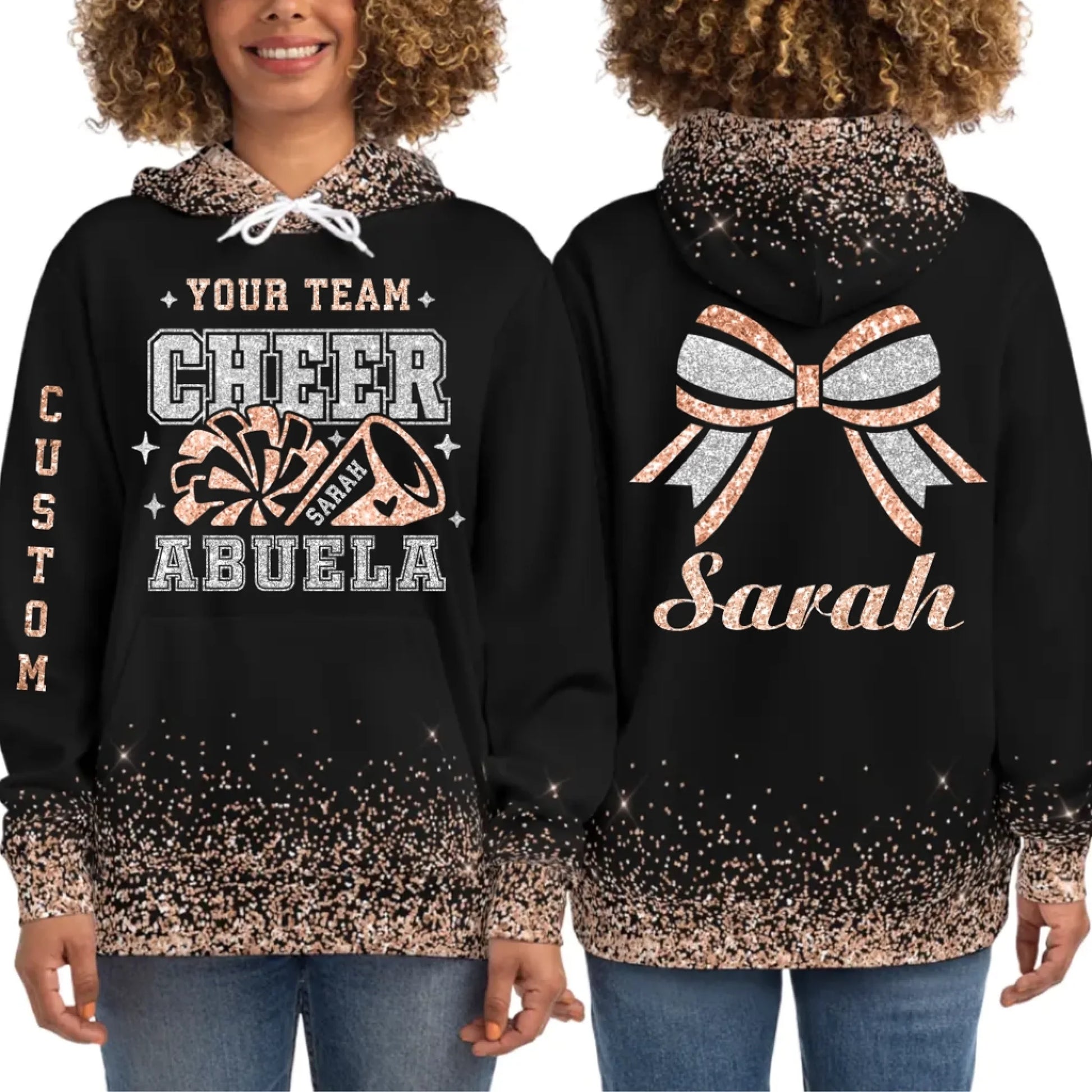 Personalized Glitter Cheer Mom Hoodie - Customize With Your Team & Colors-2