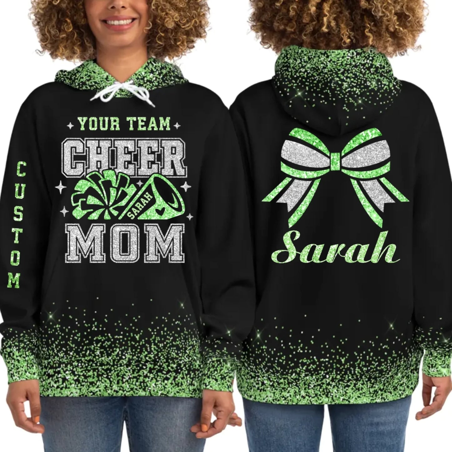 Personalized Glitter Cheer Mom Hoodie - Customize With Your Team & Colors