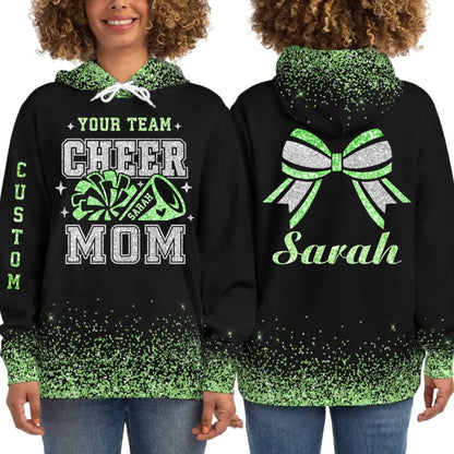 Personalized Glitter Cheer Mom Hoodie - Customize With Your Team & Colors