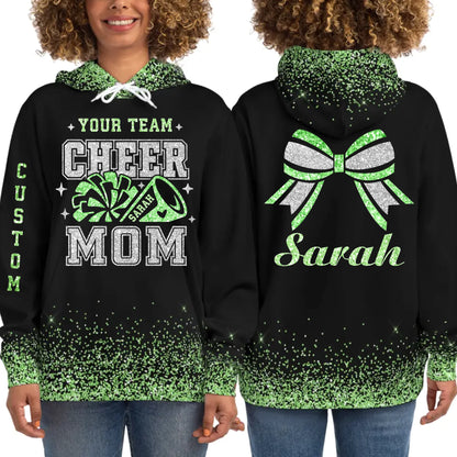 Personalized Glitter Cheer Mom Hoodie - Customize With Your Team & Colors