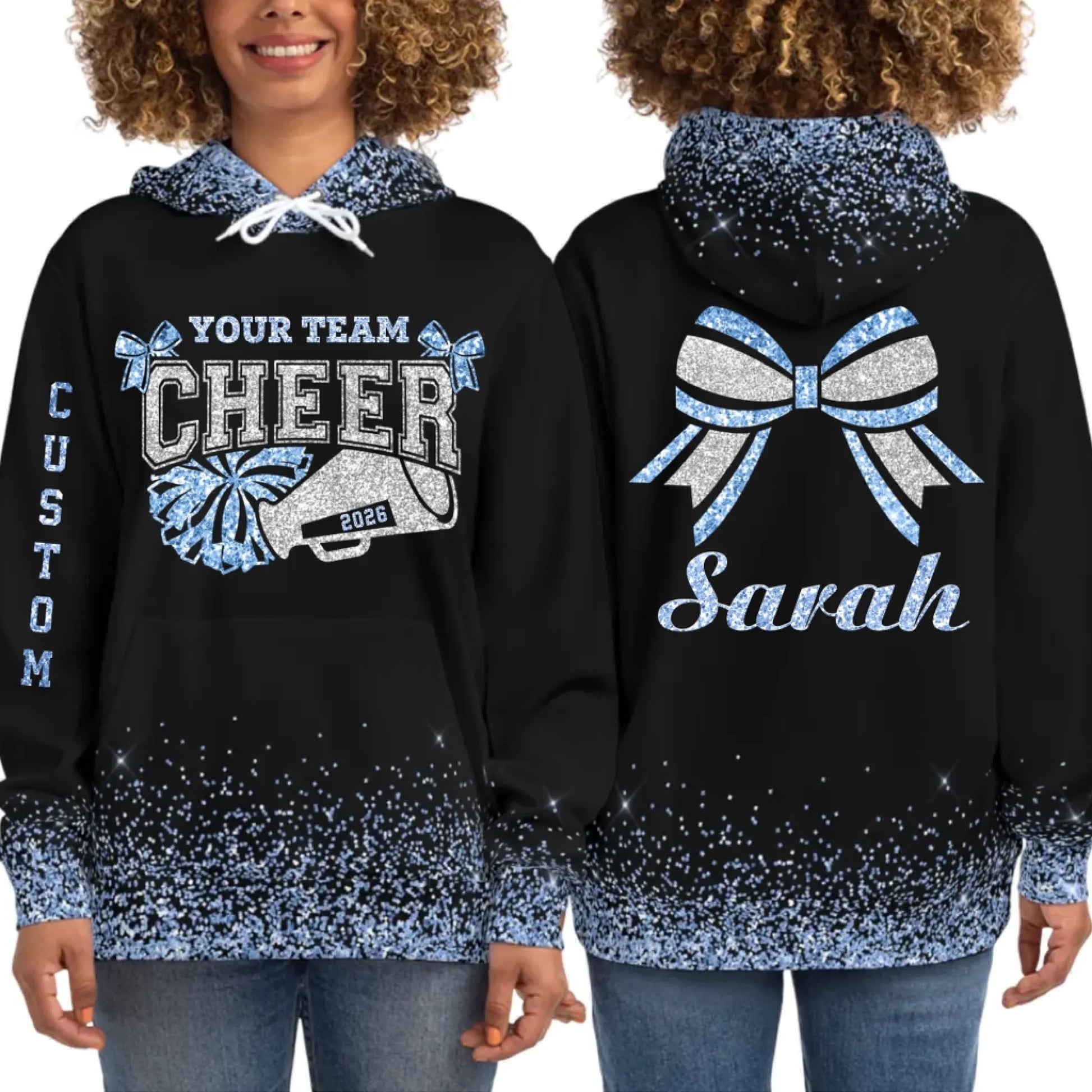 Personalized Glitter Cheer Cheerleader Hoodie – Custom Cheer Hoodie with Name & Colors-4