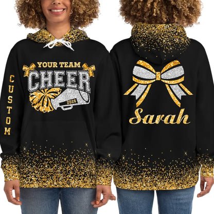 Personalized Glitter Cheer Cheerleader Hoodie – Custom Cheer Hoodie with Name & Colors-3