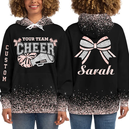 Personalized Glitter Cheer Cheerleader Hoodie – Custom Cheer Hoodie with Name & Colors