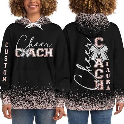 Personalized Glitter Cheer Coach Hoodie – Custom Cheer Coach Hoodie with Name & Colors