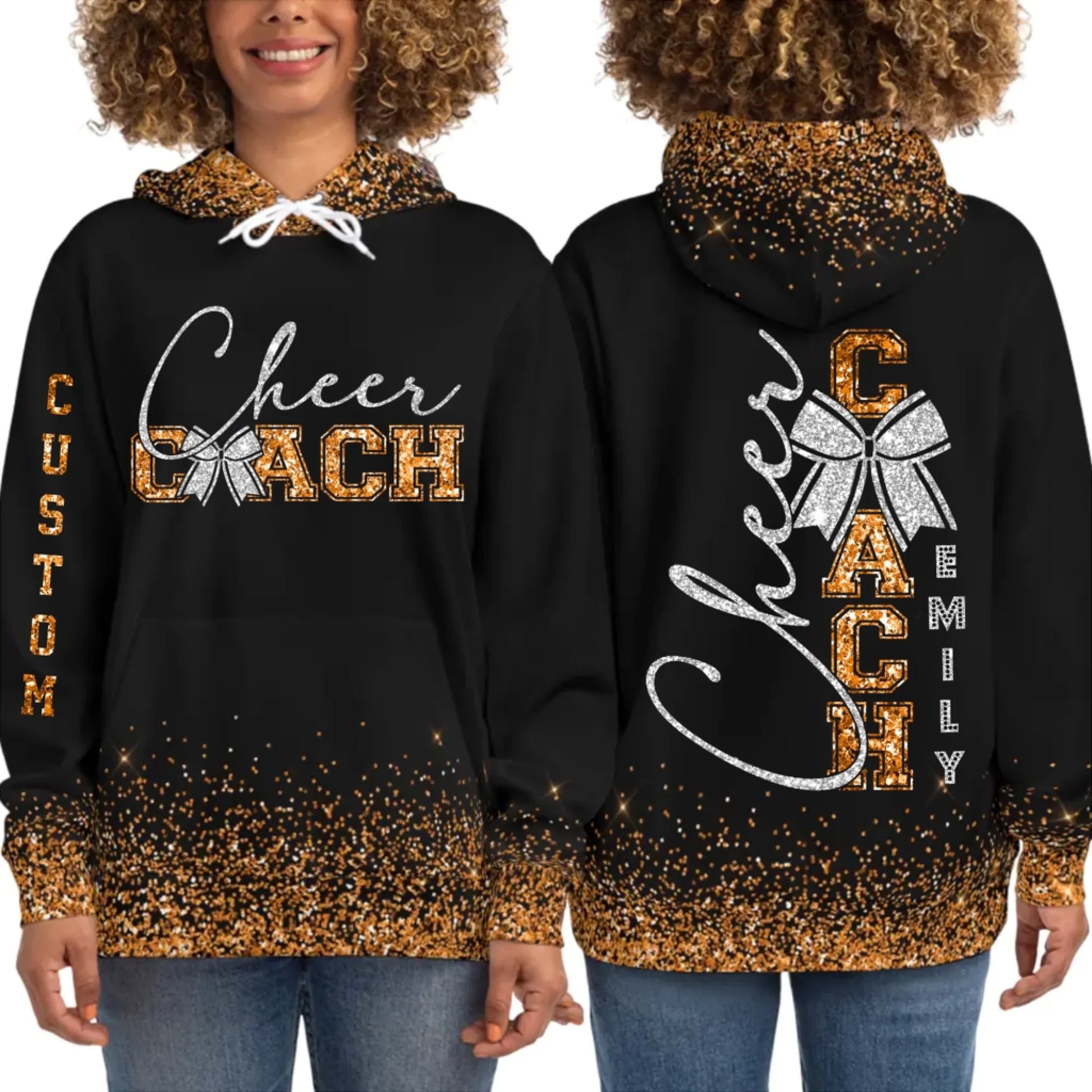 Personalized Glitter Cheer Coach Hoodie – Custom Cheer Coach Hoodie with Name & Colors-5
