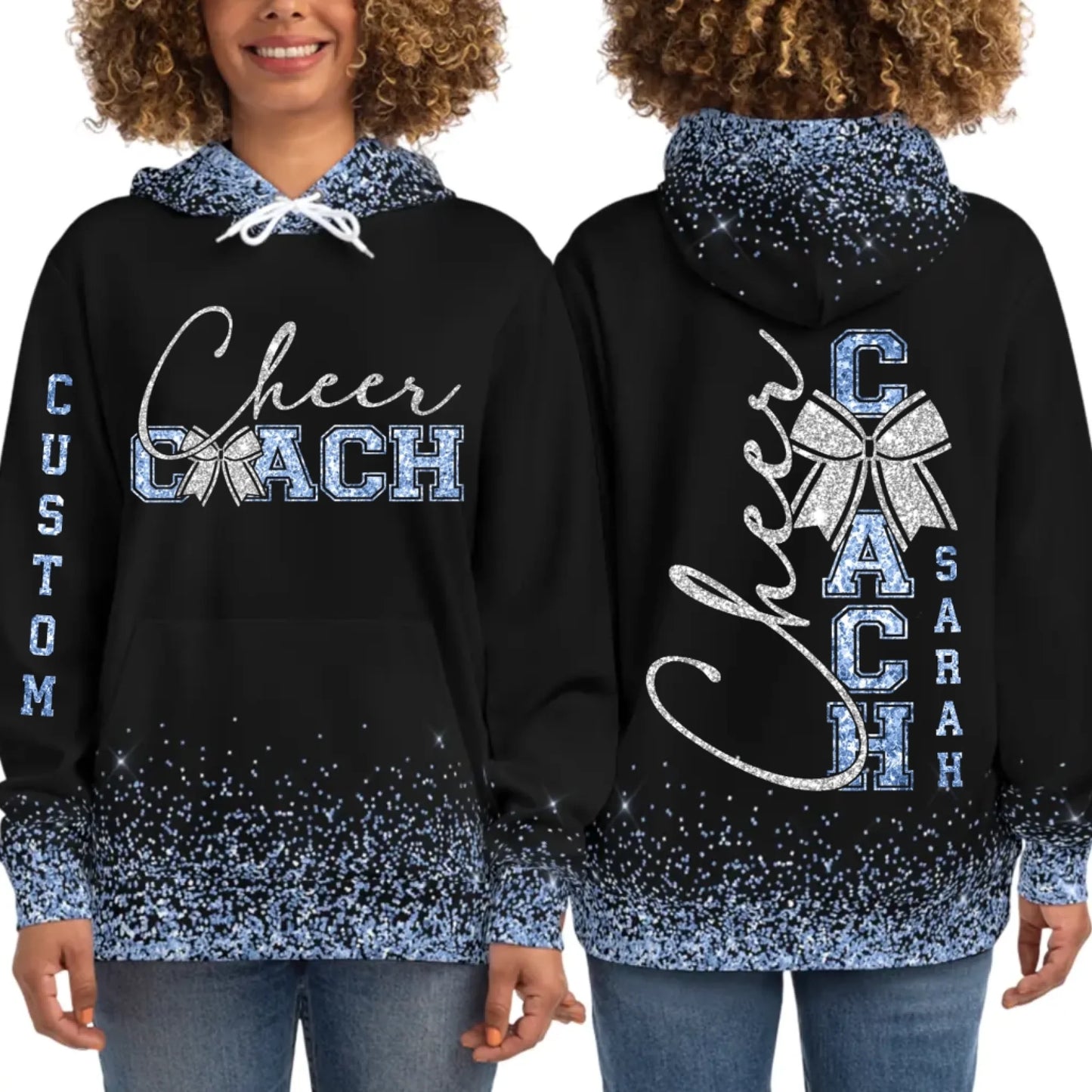 Personalized Glitter Cheer Coach Hoodie – Custom Cheer Coach Hoodie with Name & Colors-4