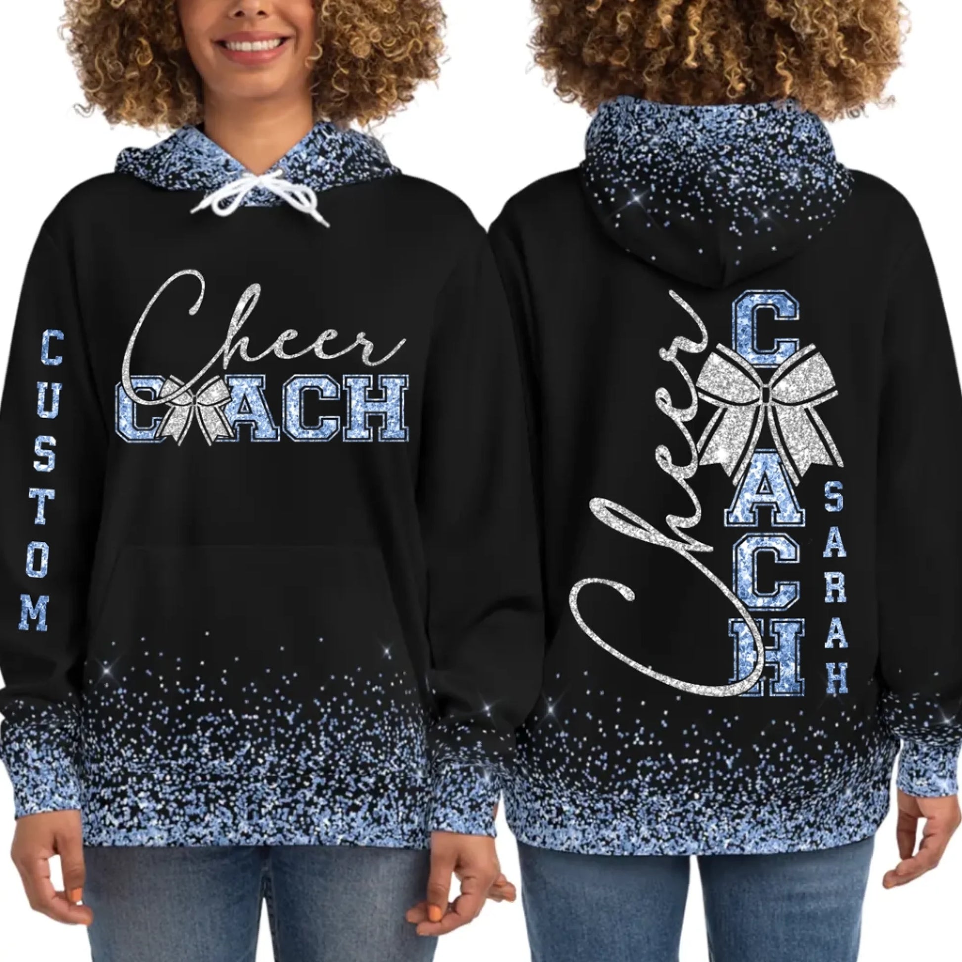 Personalized Glitter Cheer Coach Hoodie – Custom Cheer Coach Hoodie with Name & Colors-4