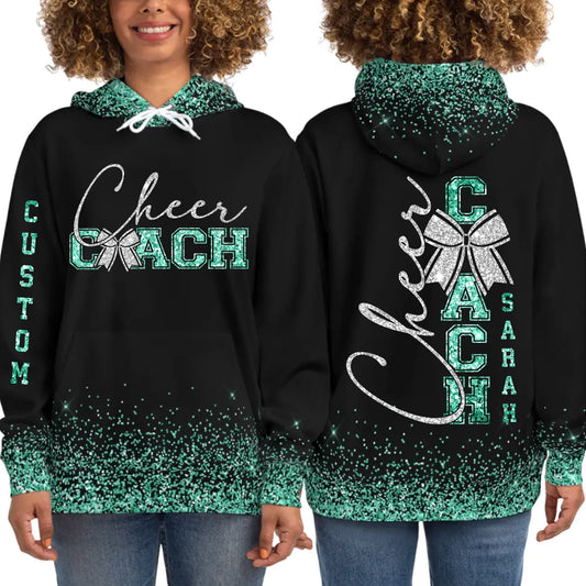 Personalized Glitter Cheer Coach Hoodie – Cheer Coach Hoodie with Custom Name & Colors