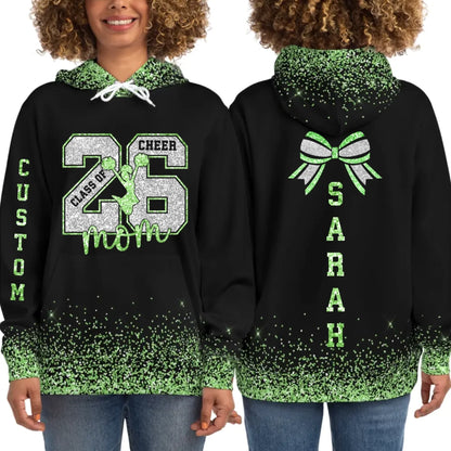Personalized Glitter Senior Mom Cheer Hoodie– Custom Senior Cheer Mom Hoodie with Name & Colors-5