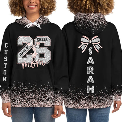 -Personalized Glitter Senior Mom Cheer Hoodie– Custom Senior Cheer Mom Hoodie with Name & Colors-3