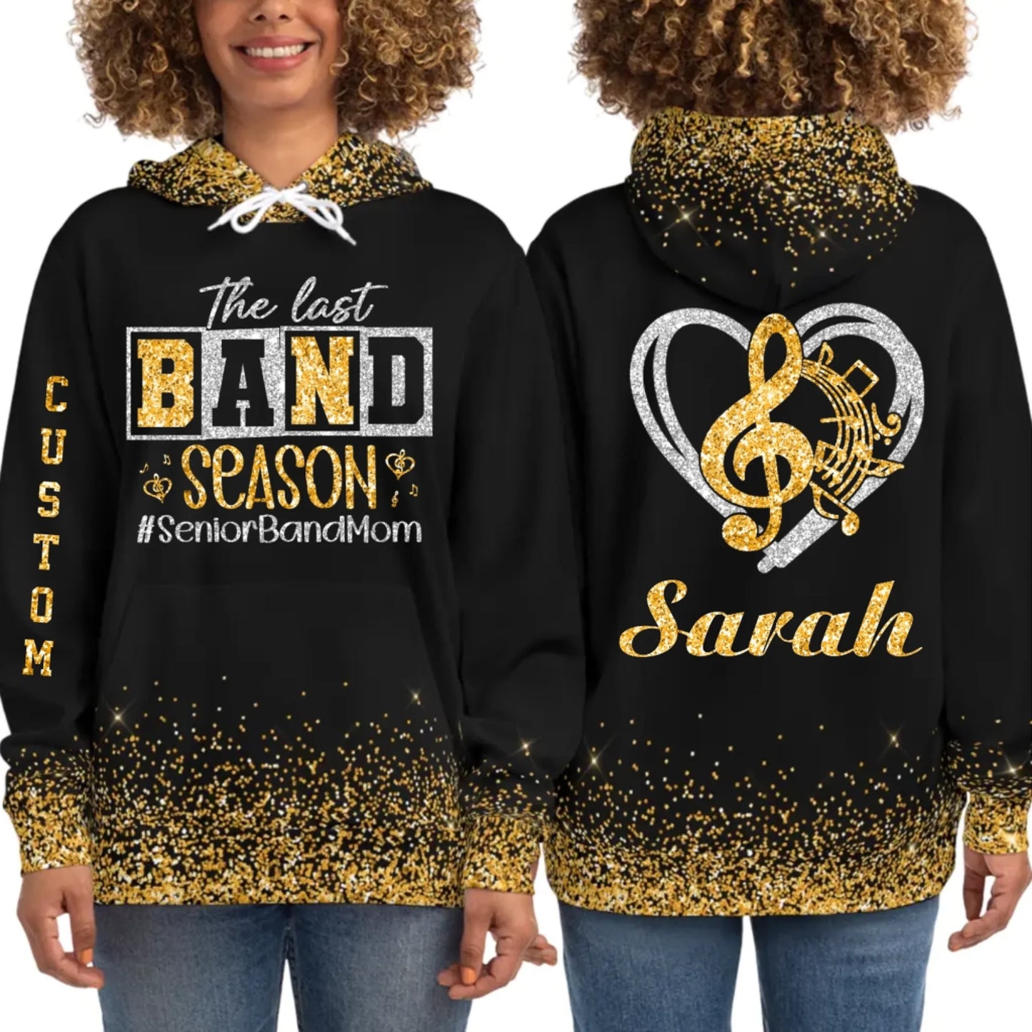 Personalized Glitter Senior Band Mom Hoodie – Custom Senior Marching Band Mom Hoodie-3