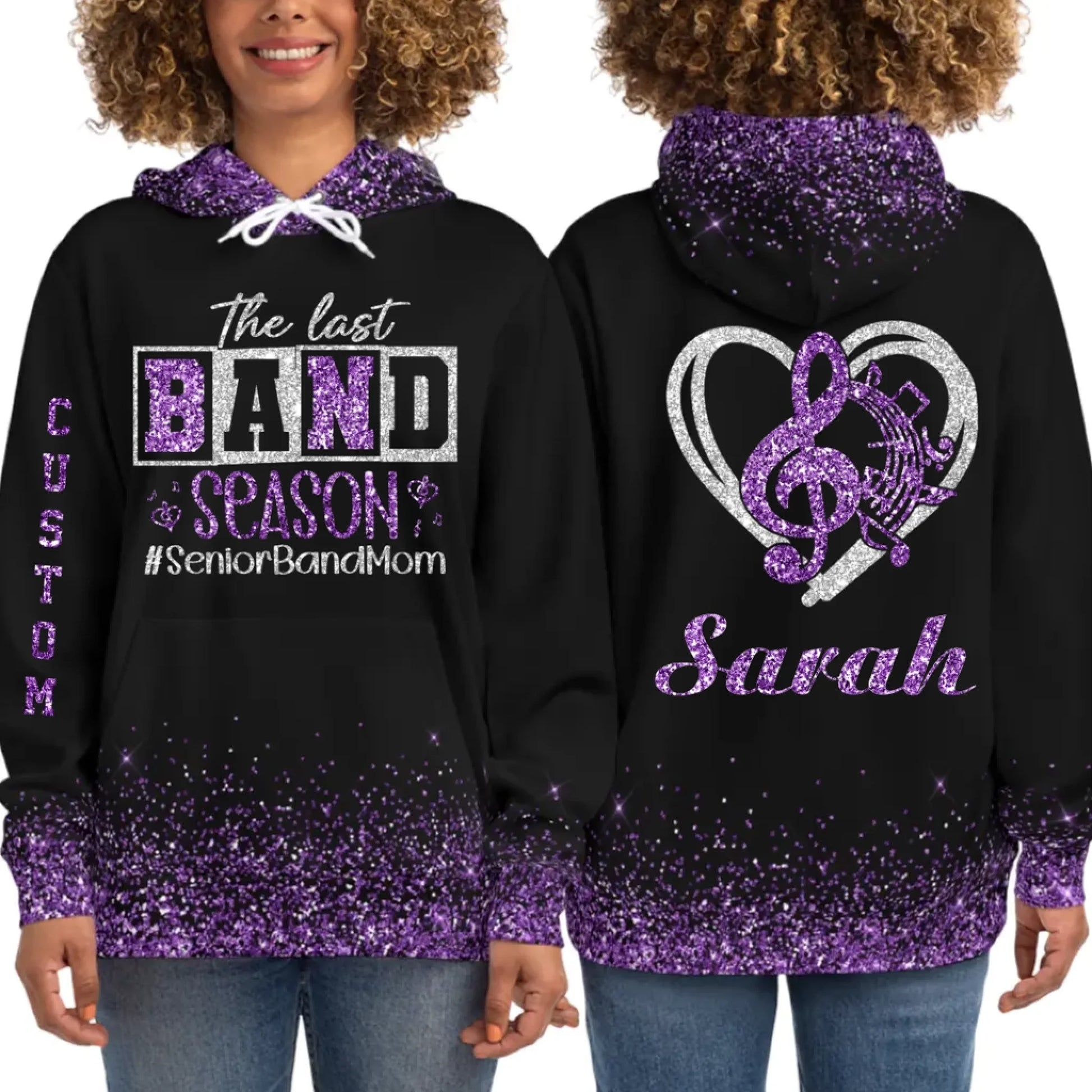 Personalized Glitter Senior Band Mom Hoodie – Custom Senior Marching Band Mom Hoodie