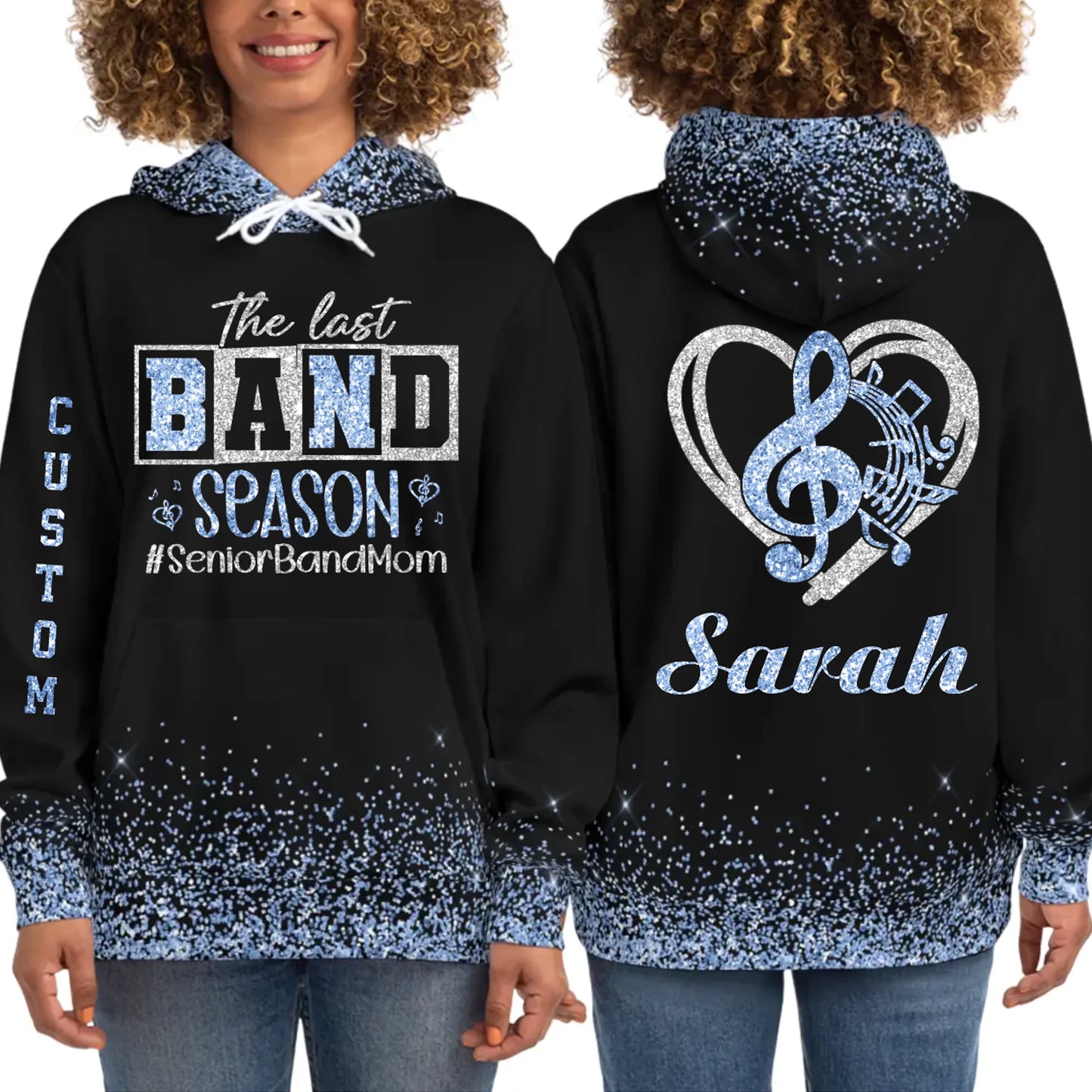Personalized Glitter Senior Band Mom Hoodie – Custom Senior Marching Band Mom Hoodie
