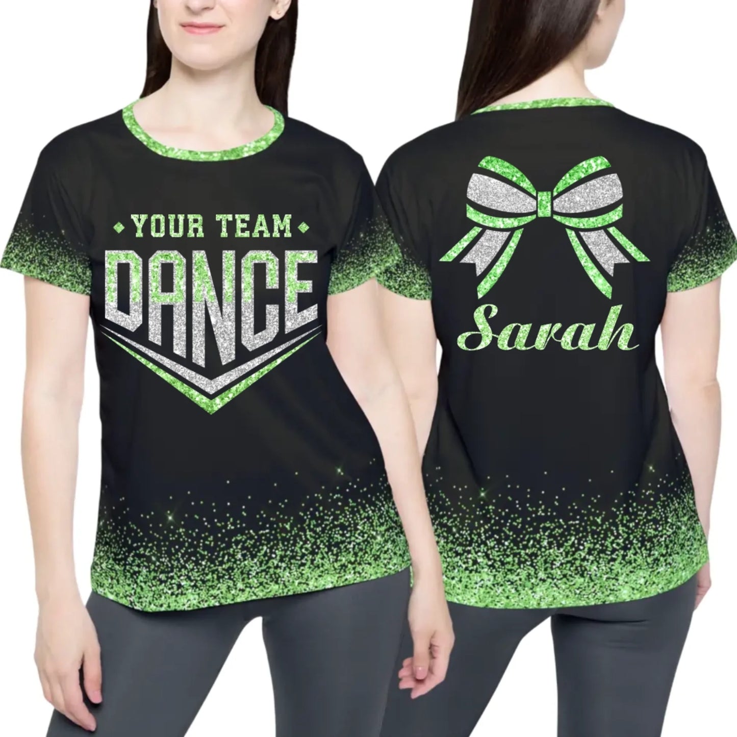 Personalized Glitter Dance Team Name T-Shirt – Custom Dance T-Shirt with Team Name & Colors