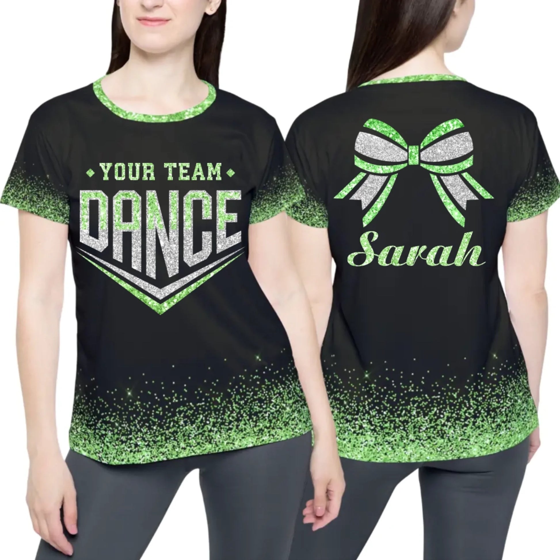 Personalized Glitter Dance Team Name T-Shirt – Custom Dance T-Shirt with Team Name & Colors