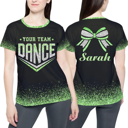 Personalized Glitter Dance Team Name T-Shirt – Custom Dance T-Shirt with Team Name & Colors