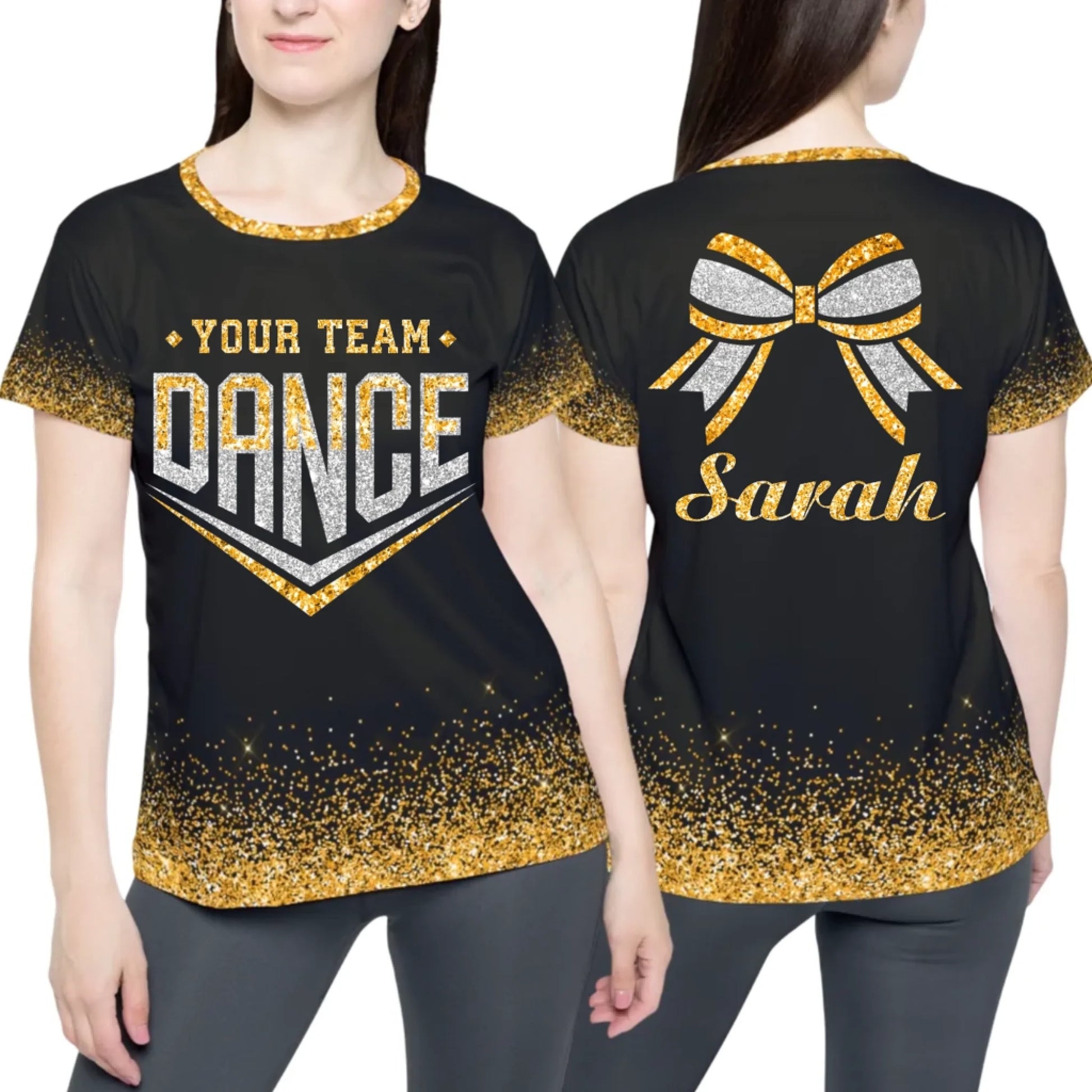 Personalized Glitter Dance Team Name T-Shirt – Custom Dance T-Shirt with Team Name & Colors-3