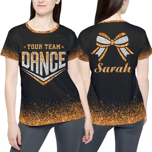 Personalized Glitter Dance Team Name T-Shirt – Custom Dance T-Shirt with Team Name & Colors