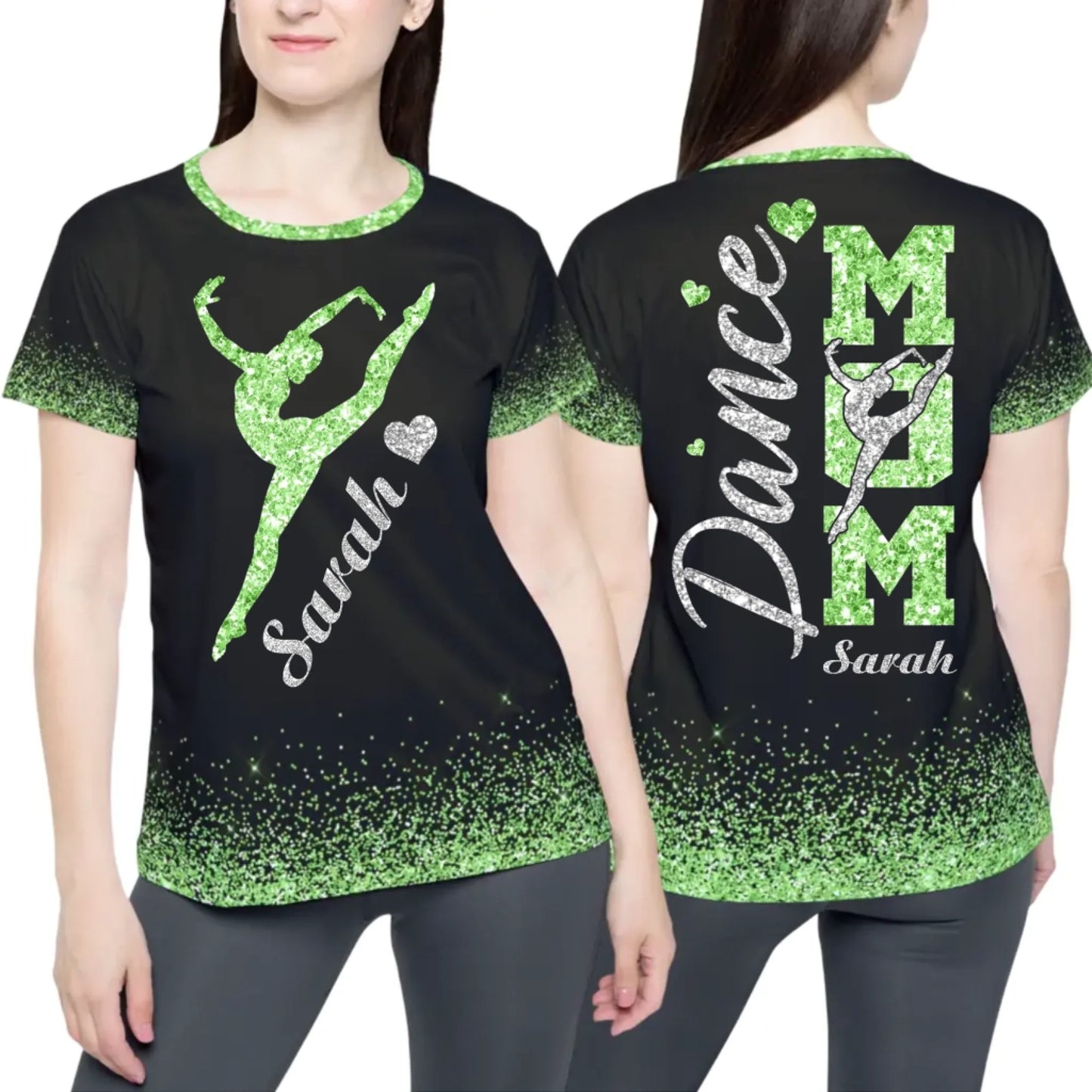 -Personalized Glitter Dance Mom T-Shirt – Custom Dance Mom with Name & Colors1