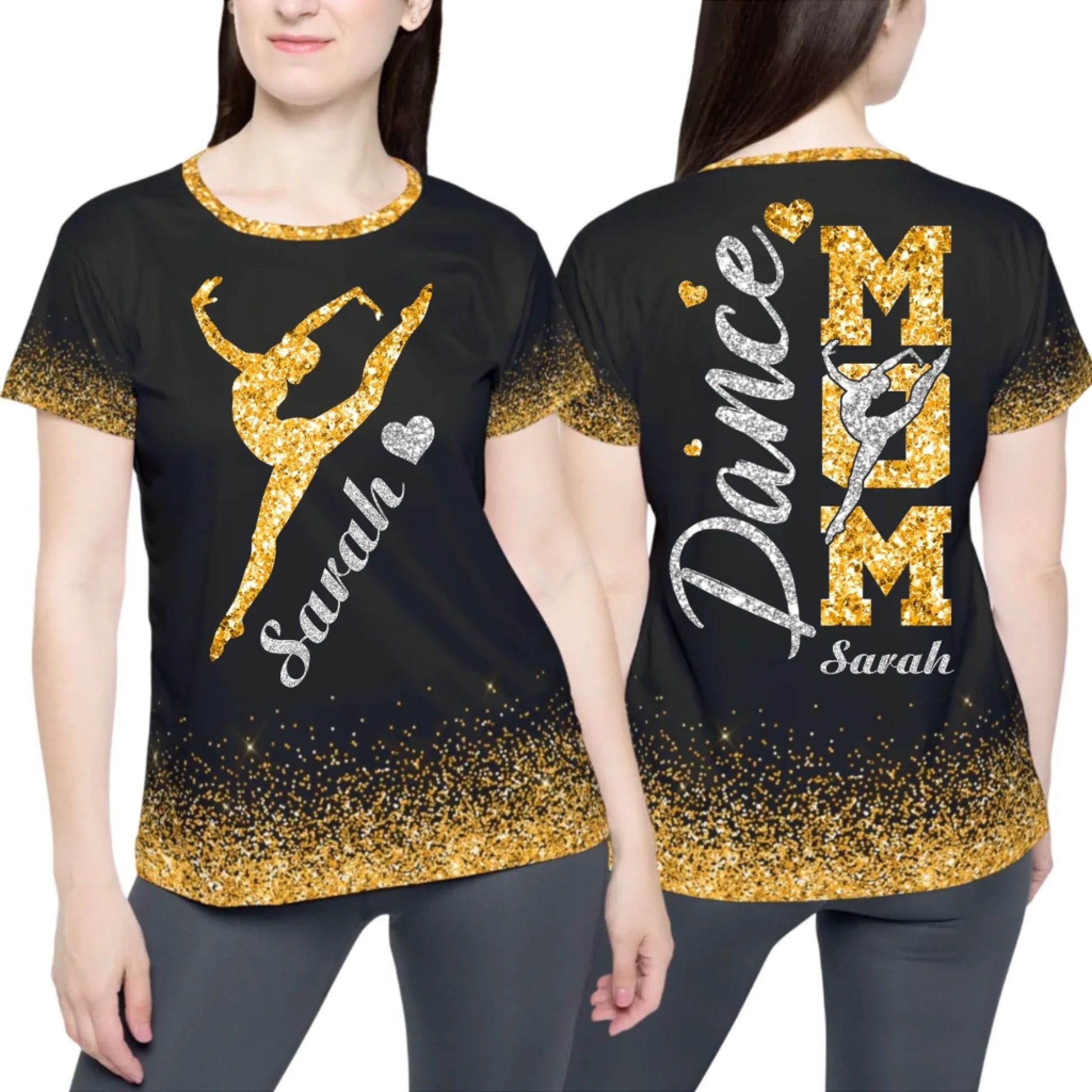 Personalized Glitter Dance Mom T-Shirt – Custom Dance Mom with Name & Colors-3