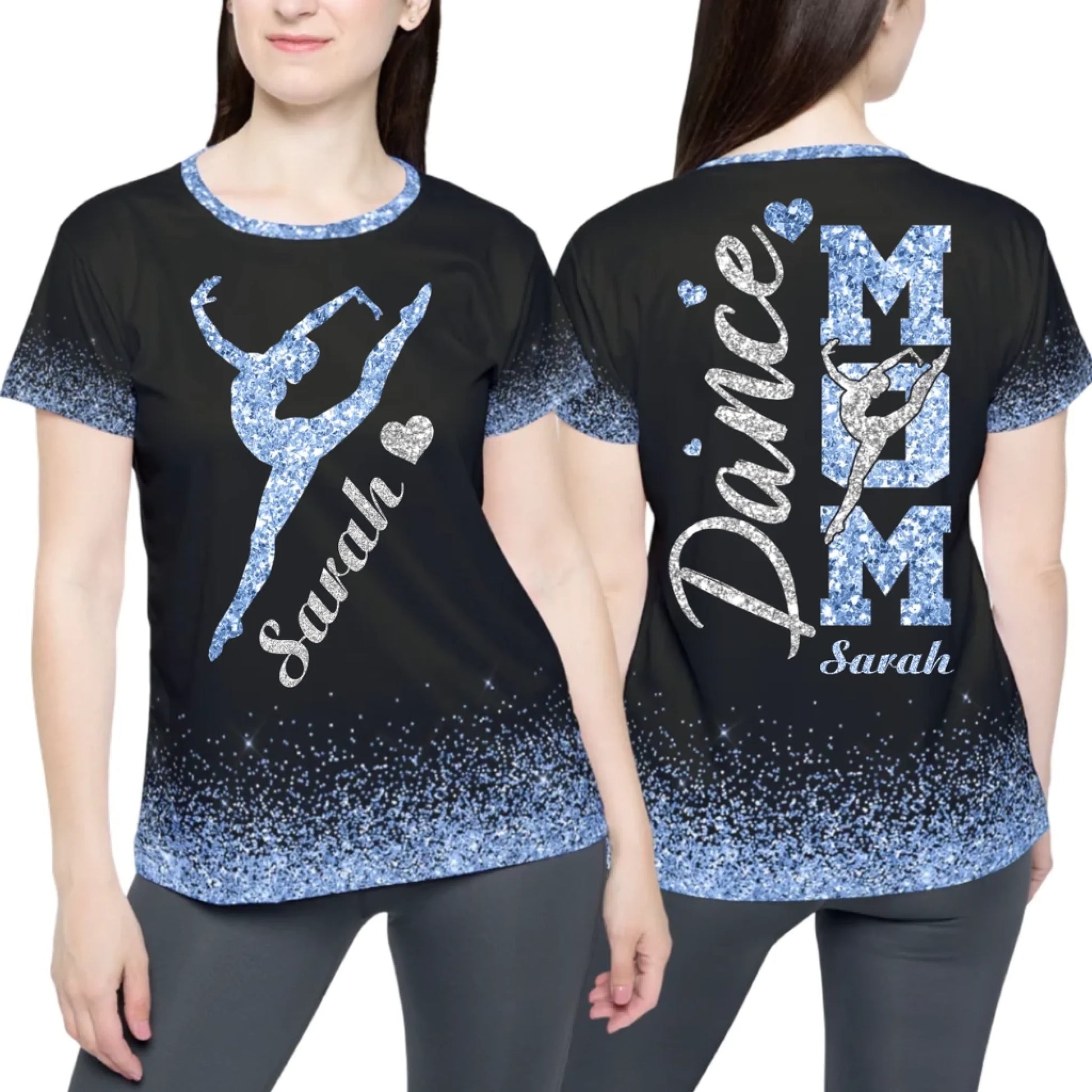 Personalized Glitter Dance Mom T-Shirt – Custom Dance Mom with Name & Colors