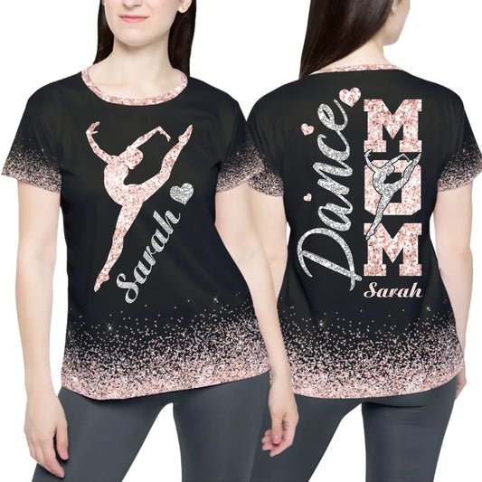 Personalized Glitter Dance Mom T-Shirt – Custom Dance Mom with Name & Colors