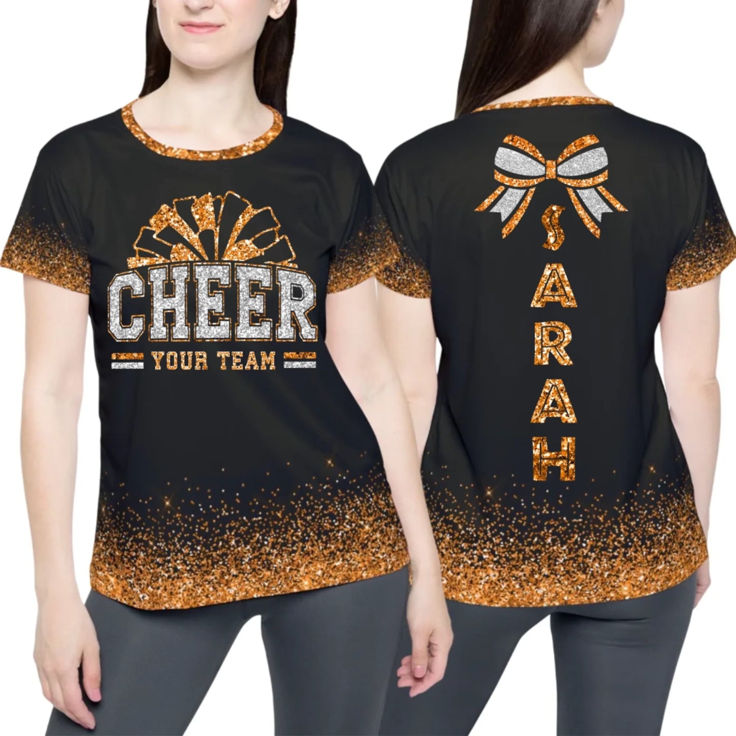 Personalized Glitter Cheer Team Shirt – Custom Cheer Team Shirt with Team Name & Colors-3