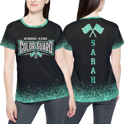 Personalized Glitter Color Guard T-Shirt – Custom Color Guard Shirt with School Name & Colors