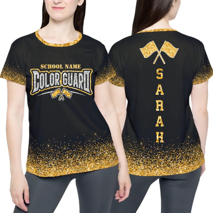 Personalized Glitter Color Guard T-Shirt – Custom Color Guard Shirt with School Name & Colors-1