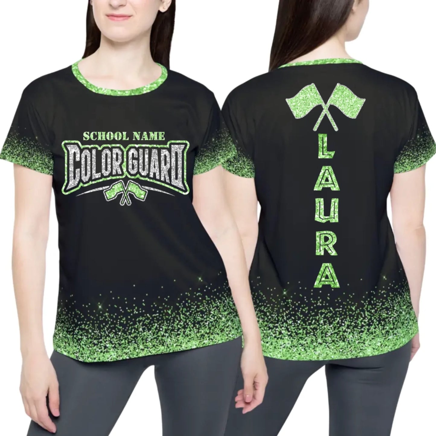 Personalized Glitter Color Guard T-Shirt – Custom Color Guard Shirt with School Name & Colors-4