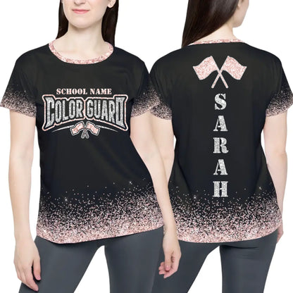 Personalized Glitter Color Guard T-Shirt – Custom Color Guard Shirt with School Name & Colors