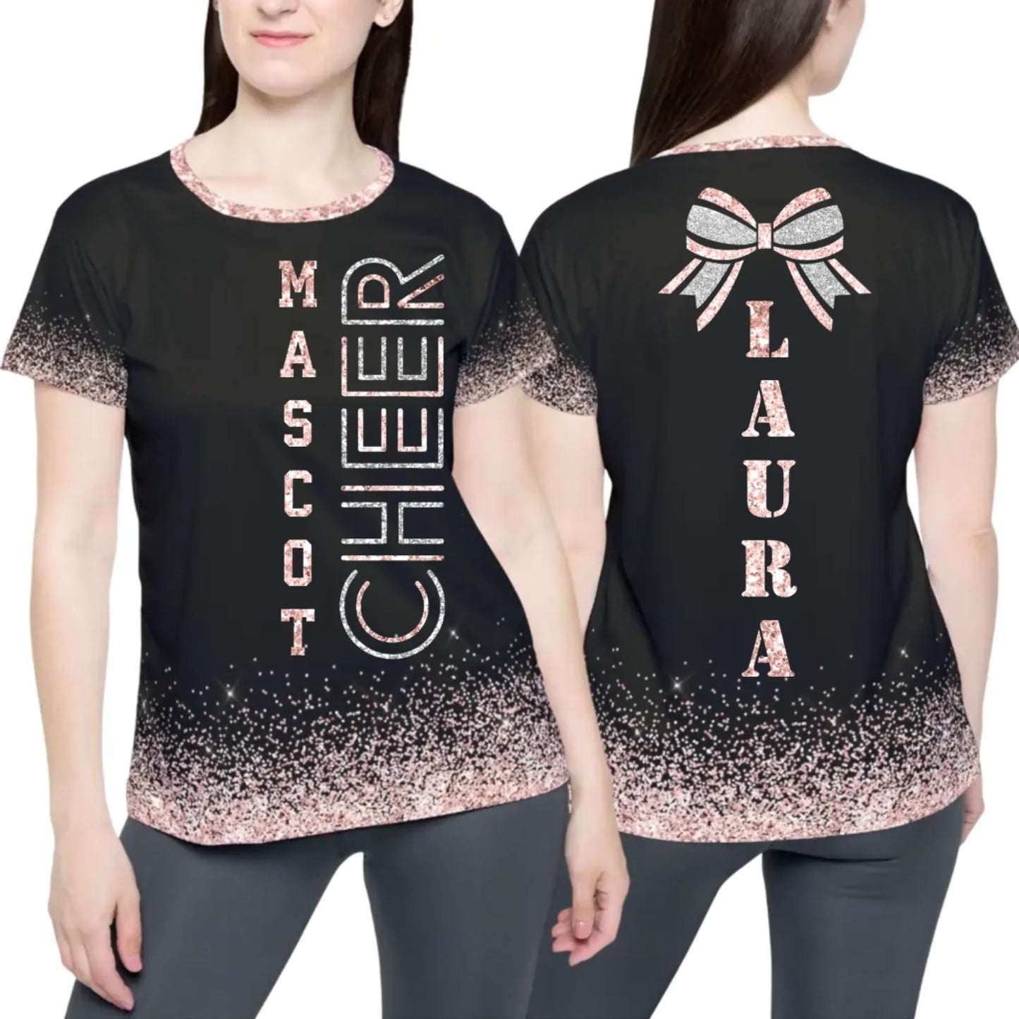 Personalized Glitter Cheer Team Shirt - Custom Cheer Team T-Shirt with Name & Colors-4