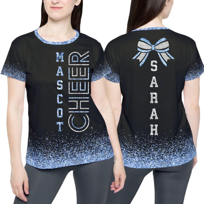 Personalized Glitter Cheer Team Shirt - Custom Cheer Team T-Shirt with Name & Colors