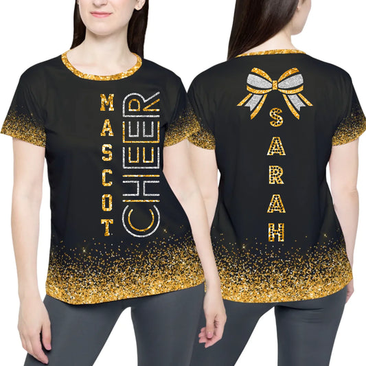 Personalized Glitter Cheer Team Shirt - Custom Cheer Team T-Shirt with Name & Colors