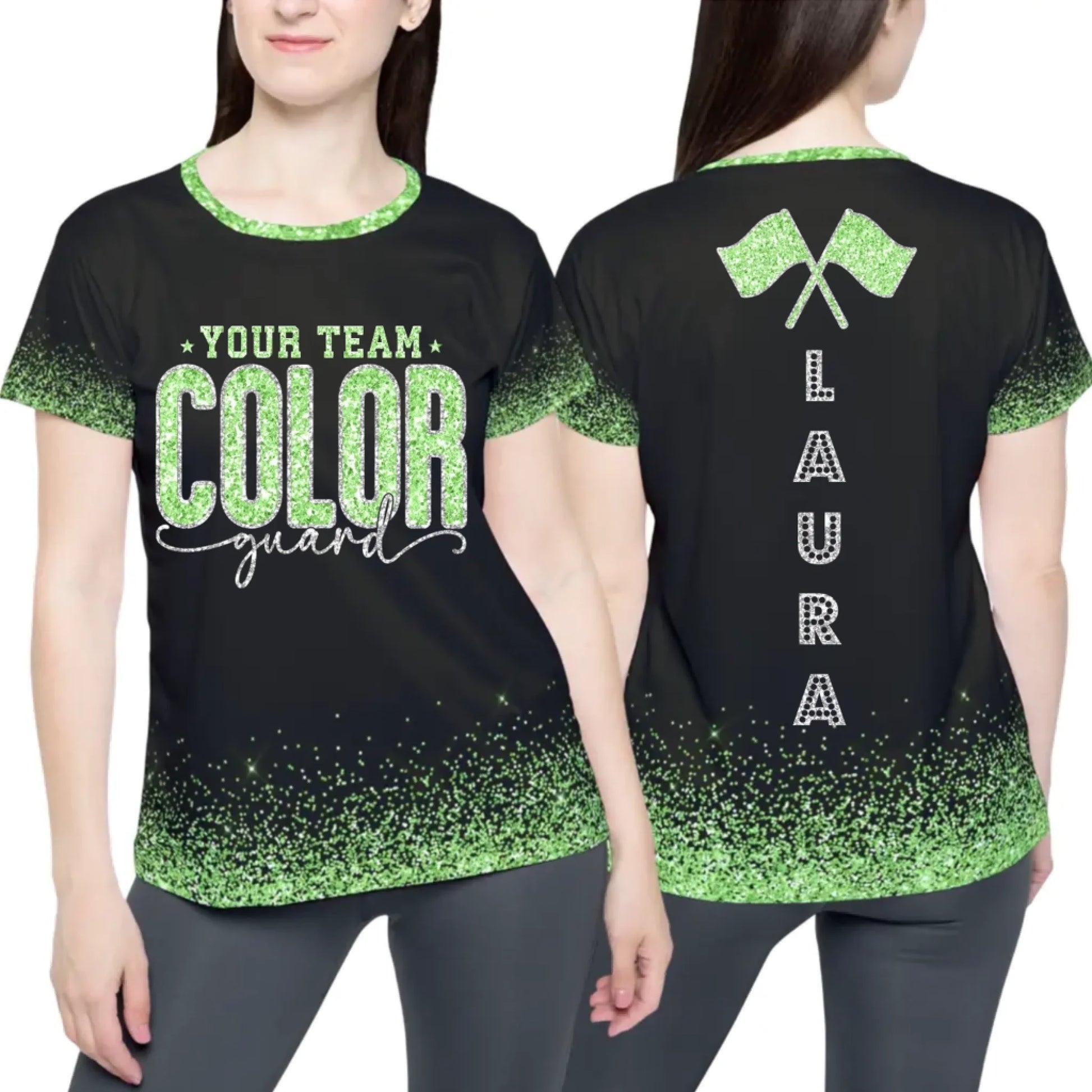 Personalized Glitter Color Guard T-Shirt – Custom Color Guard Shirt with Your Name & Colors-3