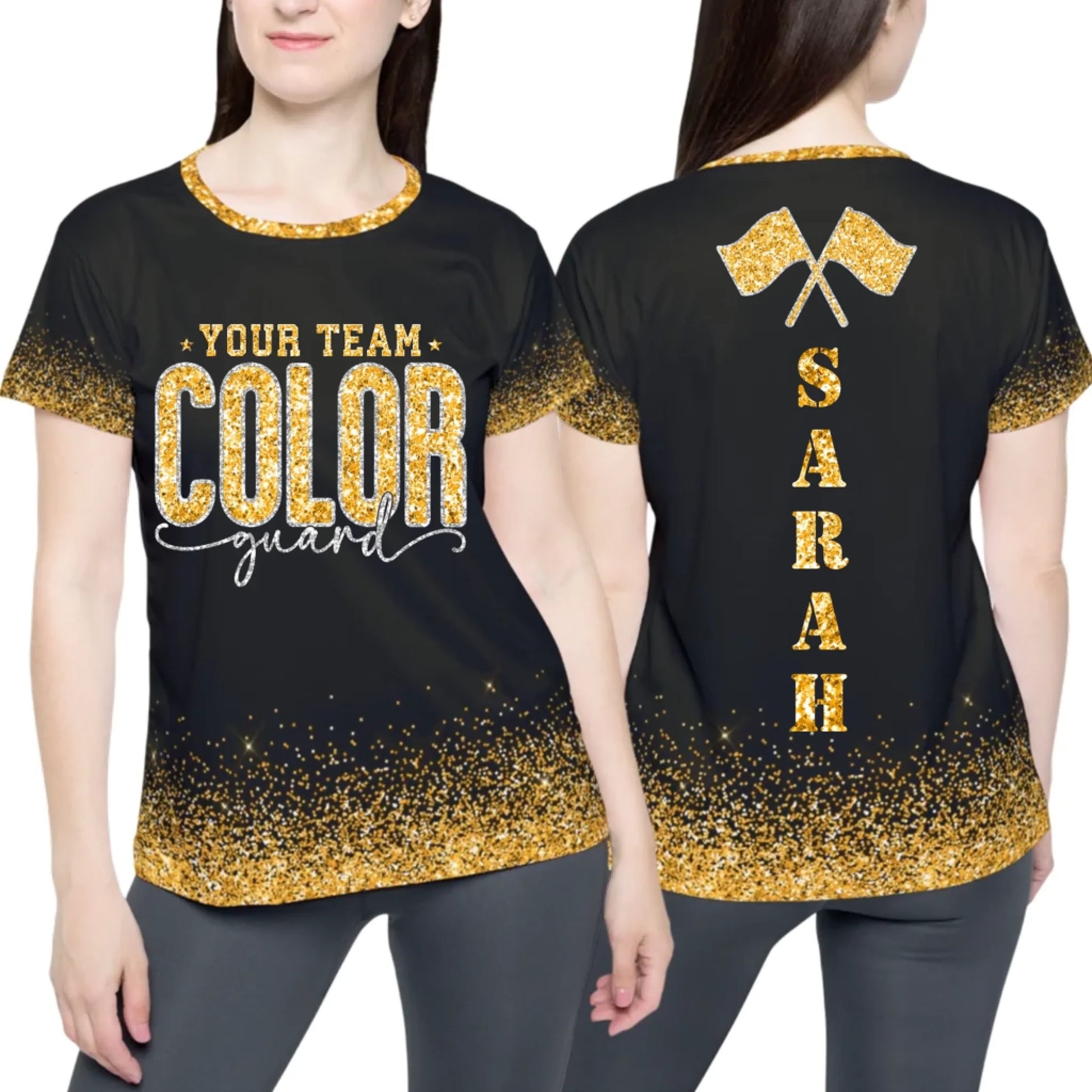 Personalized Glitter Color Guard T-Shirt – Custom Color Guard Shirt with Your Name & Colors