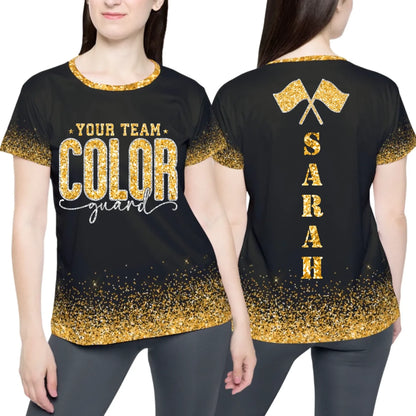 Personalized Glitter Color Guard T-Shirt – Custom Color Guard Shirt with Your Name & Colors