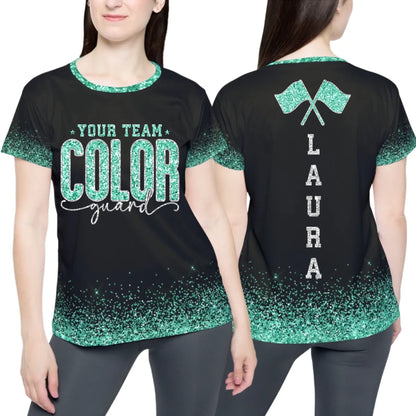 Personalized Glitter Color Guard T-Shirt – Custom Color Guard Shirt with Your Name & Colors-1