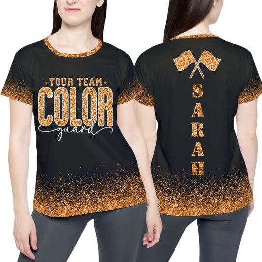 Personalized Glitter Color Guard T-Shirt – Custom Color Guard Shirt with Your Name & Colors
