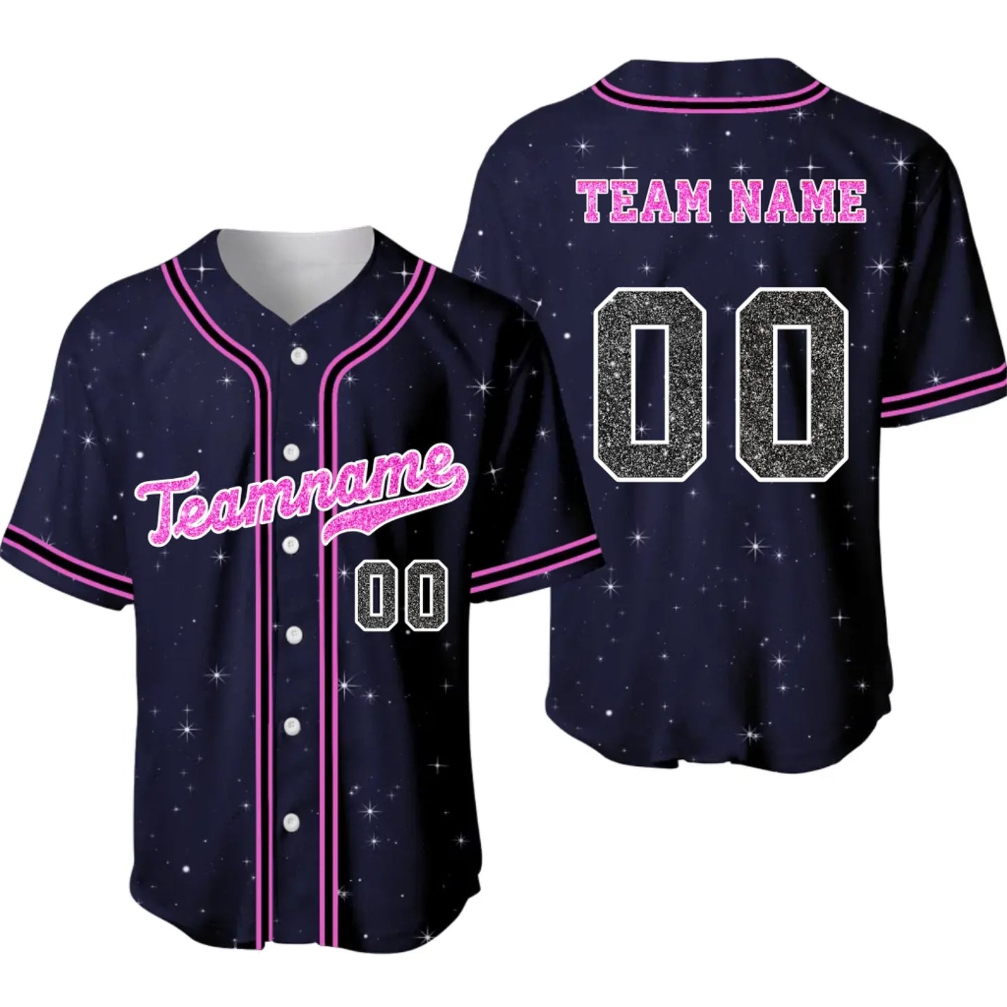 Custom Glitter Printed Baseball Jersey – Personalized Baseball Jersey with Team Name & Number
