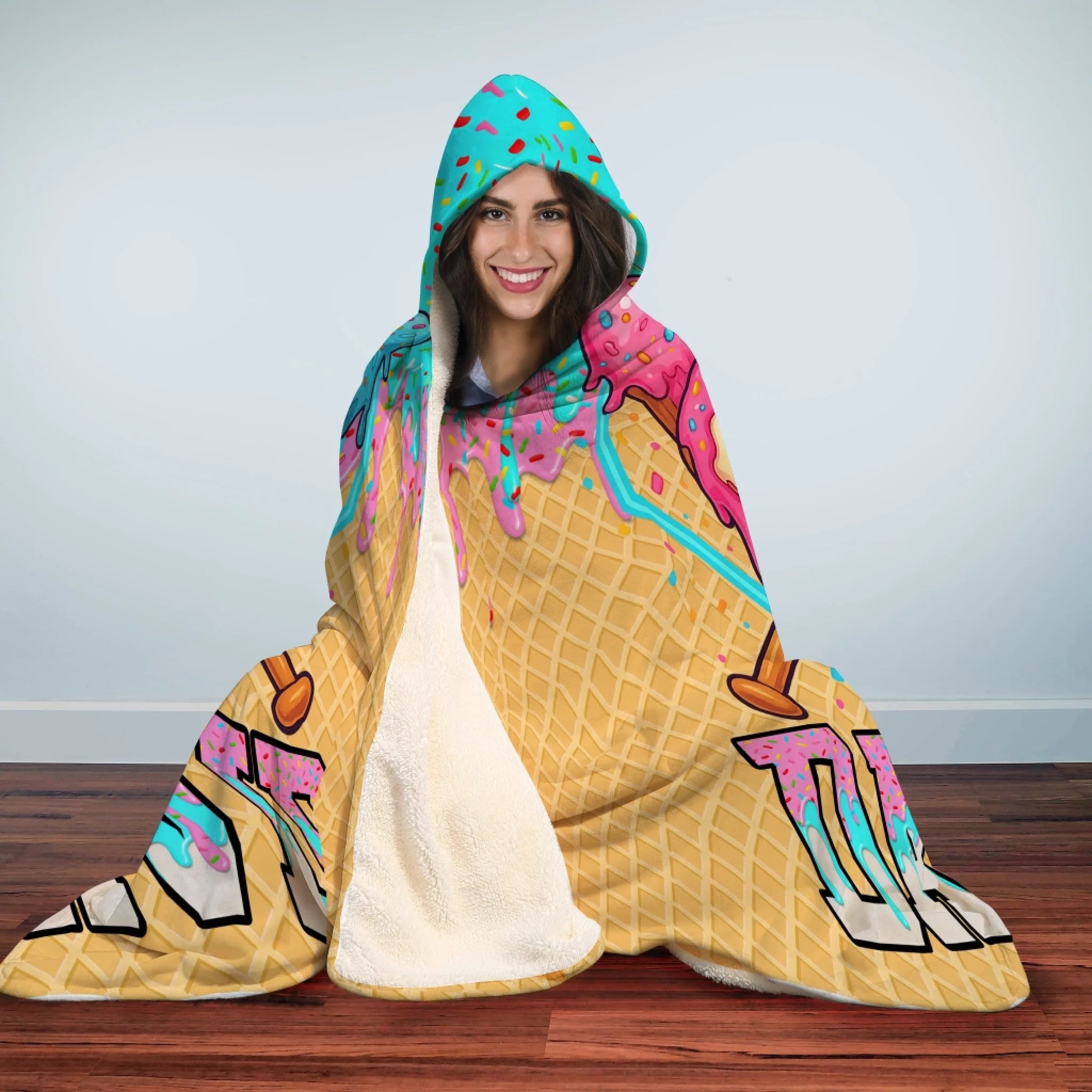 Personalized Baseball Ice Cream Hooded Blanket-3