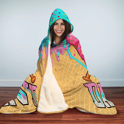 Personalized Baseball Ice Cream Hooded Blanket-3